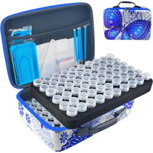 Diamond Painting Storage Containers, 120 Slots Diamond Art Accessories and Tools Kits Storage Box(Blue) (Large(120 Jars))