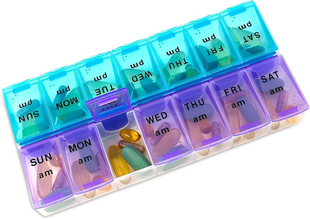 MEDca Weekly Pill Organizer, Twice-a-Day, 1 Pill Organizer (1 Count (Pack of 1))