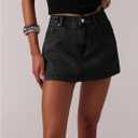 MakeMeChic Women's Jean Denim Skirt Shorts Y2k Mini Skirt Denim Skorts Streetwear (Black, Size: 29)