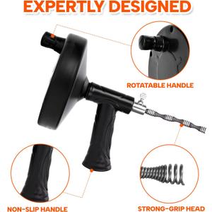 Homyplaza Drain Snake 25 Ft, Drain Auger Hair Clog Remover Heavy Duty Flexible Plumbing Snake Bathroom Kitchen Sink Cleaner Tools for Shower Bathtub Pipe