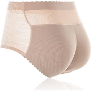 Hip Enhancer Padded Pants Shaper Seamless Fake Ass Pads Panties Buttocks Push Up Lingerie Women Underwear (Medium, Beige)
