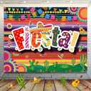 48x70 inch Fabric Mexican Party Backdrop Mexico Latin Fiesta Spanish Chili, Skulls Flowers Guitar Scene Background Cinco De Mayo Party Decoration Birthday Shoot Photo Studio Props