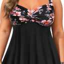 Aqua Eve Plus Tankini Tops for Women Only Swimwear Top Bathing Suits Flowy Swimsuit Top 20W, Pink Flower