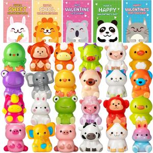 24 Pack Valentines Day Gifts for Kids,Slow Rising Toys with Valentines Cards for Kids, Stress Relief Fidget Toys Set, Classroom Exchange Gifts, Valentine's Day Party Favors, School Prizes