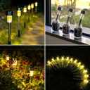 GIGALUMI Solar Pathway Lights, Stainless Steel IP44 Waterproof Auto On/Off Outdoor LED Solar Landscape Lights for Garden, Yard, Patio, Path and Walkway(12 Pack, Warm White)