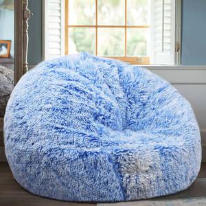 Bean Bag Cover (No Filler), Soft Faux Fur Stuffed Animal Bean Bag Storage, Fluffy Plush Bean Bag Chair Cover Washable, Comfy Bean Bag Covers for Adults Kids Teens, 38"x40" Blue