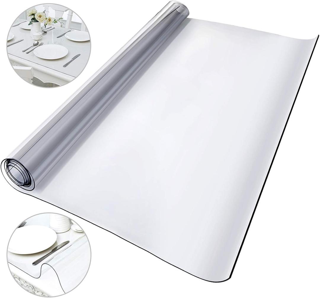 VEVOR Plastic Table Cover, 42 x 80 x 0.08 in, Transparent PVC Table Cloth, Rectangle Clear Desk Mat, Water & Oil-Proof Desk Cloth for Dresser Cabinet, Dining, Coffee and Kitchen Table