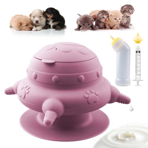Xuanda Pet Nursing Kit, Puppy Milk Feeder Bottle, Silicone Feeding Nipple for All Breed of Puppy, Kittens and Other Animals (Pink)