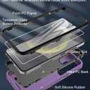 for Samsung Galaxy S24 Case, with Screen Protector, Port Protection, Full-Body Non-Slip Silicone Rubber Covered, 3-Layer Combo Drop-Proof Cover Phone Case for S24 5G(2024), Black/Purple