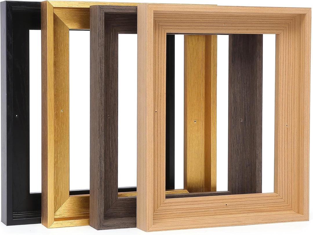 Real Solid Wood Canvas Floater Frame 16x20, Canvas Floating Frame for 0.6"-0.9" Deep Paintings Artwork, Oil Painting Frames (Light Brown, 16"x20")