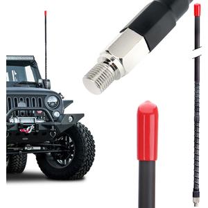 CB Radio Antenna 27MHz Whip Fiberglass Antennas Kit Heavy Duty 2 Foot 24 Inch Black 1000 Watt Compatible with Vehicle Truck Car Mobile CB Radio