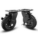 Fixed Heavy Duty Caster Wheel, 8 Inch*2,1000lb Capacity, Black Rim, Solid Rubber, Cast Iron,Outdoor,Flat Free for Carts,Dolly, Workbench,Trolley,DIY Tools