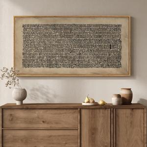 Large Framed Abstract Wall Art for Living Room, Neutral Wabi Sabi Black Brown Canvas Artwork for Walls, Horizontal Abstract Painting Print Wall Decor for Bedroom Home Office, 30x60 Inch