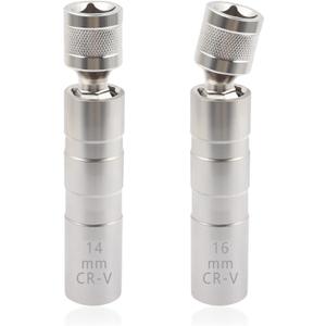 Salior 16mm&14mm Spark Plug Socket,Thin Wall 12 Points 3/8" Drive Spark Plug Removal Tool Compatible with BMW Nissan More Car,CRV Steel Magnetic Spark Plug Socket Set Car Tools (14mm+16mm)