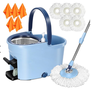 MASTERTOP Mop and Bucket with Wringer Set, Spin Mop Cleaning System with 3 Mop Pads,Spinning Mop Bucket for Floor Cleaning, 50.4" Extended Handle