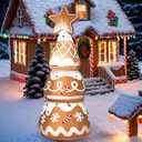 Honoson 7 ft Tall Christmas Inflatables Gingerbread Tree Decorations Outdoor Blow up Christmas Tree Yard Decor with Build-in LED Lights Gingerbread Decor for Xmas Holiday Party Indoor Garden Patio