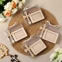 Yookeer 12 Set Baptism Picture Frame Catholic Baptism Gifts Wood Photo Frame Baby Shower Favors with Gift Box and Satin Ribbon Bows for Religious First Communion Decor, 2.6 x 1.8 Inch Photo