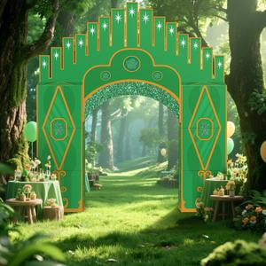 7 Pcs Emerald Cardboard Castle Green Wizard Playhouse Large Wizard Party Decorations 43" Green Emerald Fort Boxes Decorations for Magical Witch Fairy Photo Props Supplies Birthday Gift