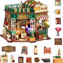 Book Nook, Beer Shop DIY Miniature House Kit for Craft Lovers | 3D Wooden Puzzle for AdultsHandcraft Book Shelf Insert, Decorative Gift for Book Lovers and Hobby Enthusiasts