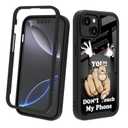 POCOOA Compatible with iPhone 14 / iPhone 13 Case Rugged Full-Body Protective Cover for Boys Kids Men Dual Layer Shockproof Bumper, Heavy-Duty Phone Case - Don't Touch My Phone 081