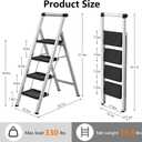 Step Ladder 4 Step Folding, Stainless Steel 4 Step Stool for Adults