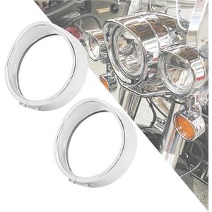 HDBUBALUS Motorcycle 4.5 Inch Fog Light Tirm Ring Visor Style 4 1/2" Auxiliary Light Passing Lamp Bezel Compatible with Harley Touring Road King Chrome 1 Pair