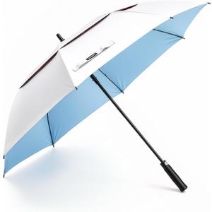 LIDOMPO 68 Inches Uv Protection Golf Umbrella For Sun Protection With Large Windproof Vented Double Canopy, Push-Button Auto Open Turquoise/Silver