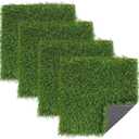 Kesfey Grass Squares Placemats 4 Packs 12"x 12" Artificial Grass Turf Patch Tiles Green Grass Squares Fake Grass Mat Synthetic Grass Rug Roll Tabletop Decorations for Home Dining Christmas Table Decor