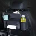 Generic Car Back Seat Organizer Hanging Car Storage Bag Automotive Seat Back Organizers Leather Car Storage Pocket with Tissue Holder