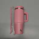 30 Oz Tumbler with Handle and 2 Straws, 2 in 1 Lid Insulated Water Bottle Stainless Steel Travel Coffee Mug, Pink