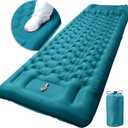 Inflatable Camping Sleeping Pad with Pillow, Extra Thickness 4 Inch Sleeping Mat with Built-in Pump, Compact & Ultralight Camping Air Mattress for Backpacking Hiking Tent Traveling (Peacock Blue)