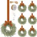 Suncalla 6 Pcs Christmas Chair Wreaths 9 Inch Craft DIY Small Wreaths Artificial Norfolk Pine with Velvet Ribbons for Chair Backs Front Door Window Indoor Cabinets Kitchen Farmhouse Xmas Decor