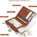 befen Genuine Leather Small RFID Blocking Bifold Wallet for Women with Zipper Coin Pocket Key Chain Wallet Purse - Brown