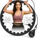 JLoibao Weighted Hula Circle with 26/32 Links(56-66 Inch) for Adults Weight Loss, Infinity Fitness Hoop Plus Size, for Women Smart Exercise Equipment