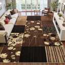 DweIke Washable 4x6 Area Rugs for Living Room, Soft Geometric Floral Bedroom Rug, Stain Resistant and Non-Slip Modern Throw Carpets for Office Dining Room Home Dorm Decor, Coffee