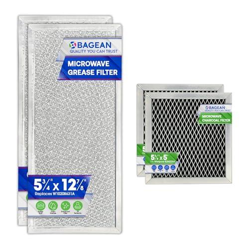 Bagean Grease Microwave Vent Filter W10208631A and Charcoal 8206230A Whirlpool Microwave Filter Replacement Combo Pack - Aluminum Mesh and Carbon Filters Refresh The Kitchen Stove Oven Air (2-Sets)