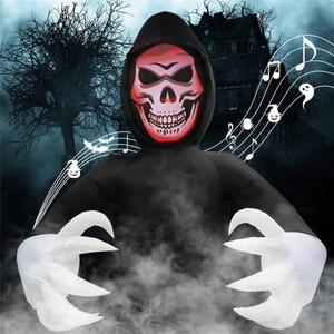 7.7FT Inflatables Grim Reaper, Halloween Giant Scary Blow Up Decoration with Sound Source LED Lights Stakes for Outdoor Yard Lawn Garden Party