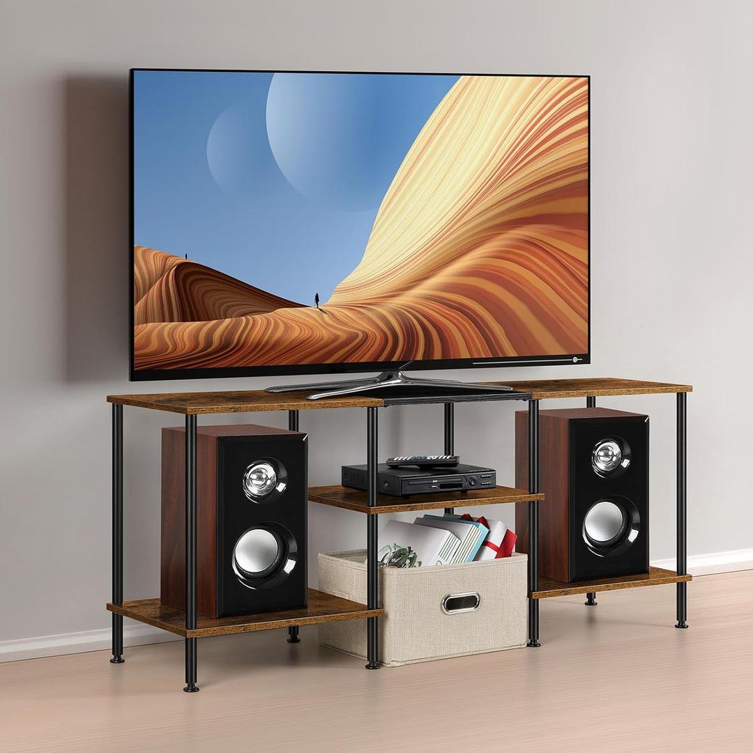 50 inch TV Stand for Bedroom Rustic Brown TV Entertainment Center with Storage 3 Tier TV Table Stand for Living Room TV Console Table for 50 43 40 32 inch TV