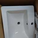 Drop in Bathroom Sink, 21"x18" White Bathroom Sinks Above Counter Ceramic Semi Recessed Rectangular Modern Vessel Sink with Overflow