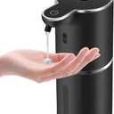 Automatic Liquid Soap Dispenser 12.8oz, Rechargeable & 6 Levels Soap Adjustable with Digital Display, Wall Mount, Waterproof, Touchless Hand/Dish Soap Dispenser for Kitchen, Bathroom, Hotel (Black)