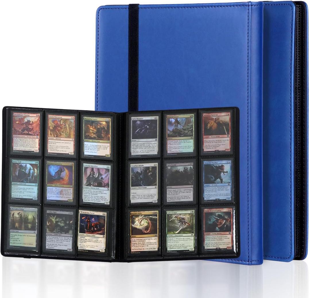 Trading Card Binder 9 Pocket, PU Cover Collection Binder for 360 Double Sided Pocket, Premium Elastic Band, Sturdy Holder Folders, Album for MTG, TCG, Game & Sports Cards