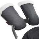 Momcozy Stroller Gloves Warmmuffs | Universal Winter Anti-Freeze Stroller Mittens | Winter Handmuff Stroller Accessories | Ultra-Plush,Weather-Proof | Foldable Adjustable | Shopping Golf Pet Cart (Black)