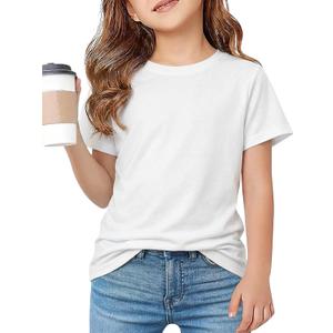 Girls Summer Short Sleeve T Shirts Casual Kids Tops Crewneck Tees Tween Girls Basic Clothes 10-11 Years (White)