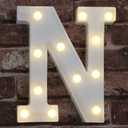 Pooqla LED Marquee Letter Lights Sign, Light Up Alphabet Letter for Home Party Wedding Decoration N (Letter N, Warm White)