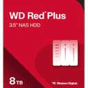 Western Digital 8TB WD Red Plus NAS Internal Hard Drive HDD - 5640 RPM, SATA 6 Gb/s, CMR, 256 MB Cache, 3.5" - WD80EFPX