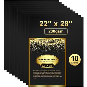 10 Pcs Black Poster Board 22" x 28" Paper Bulk, ROOKEA 250 GSM Vision Poster Boards for School Arts Craft Projects Presentations Drawing Scrapbooking Blank Graphic Display