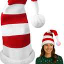 Nicky Bigs Novelties LightUp Elf Hat Peppermint Candy Stripe Elfs Hats  Long Bendable Red And White Christmas Santa Costume Cap with LED Pom Pom  One Size