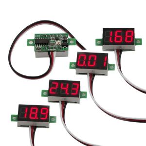 bayite Pack of 5 Three-Wire Calibratable DC 0~30V Red Digital Mini Voltmeter Gauge Tester Mount Car Motorcycle Battery Monitor Volt Voltage Meter 0.36" Red LED Display Panel