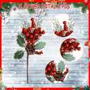 8 Pcs Large Artificial Christmas Picks, Christmas Tree Picks, Assorted Red Berry Picks Stem Faux Pine Picks Spray with Pinecones Holly Leaves for Xmas Winter Holiday Season Home Decor