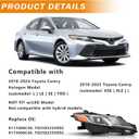 Headlights Assembly Compatible with 2018 2019 2020 2021 2022 2023 2024 Toyota Camry L LE SE HeadLamps Passenger Side, Chrome Housing Amber